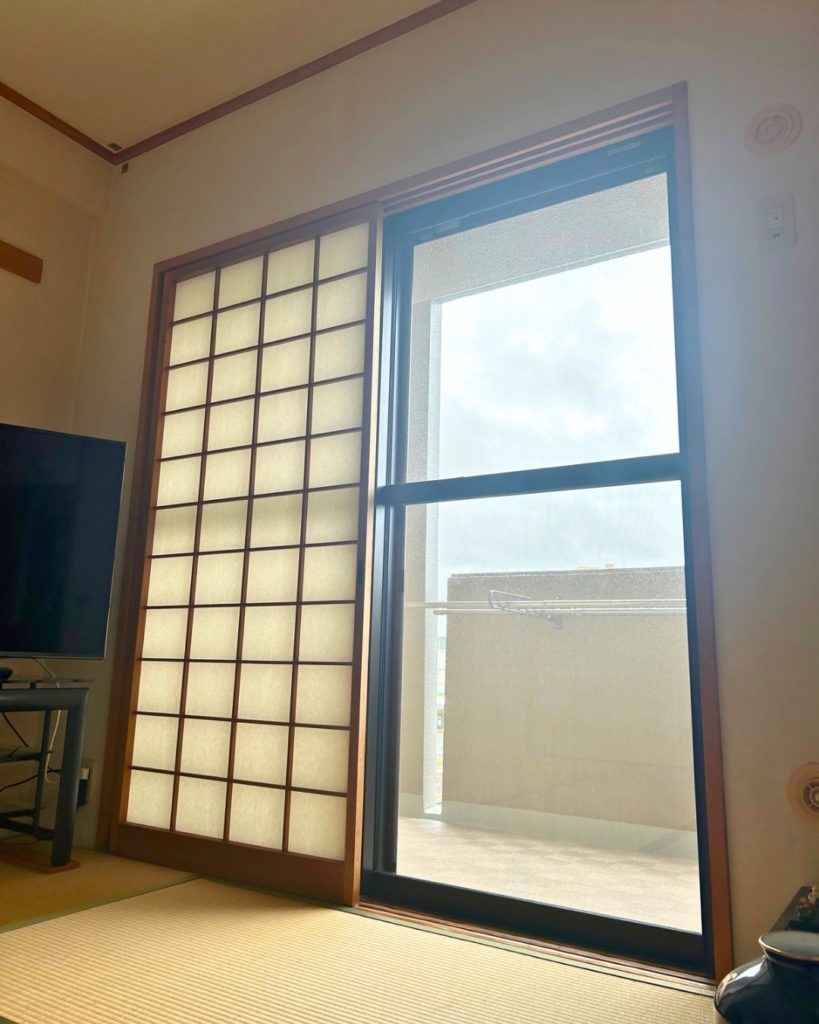 福津市マンション 窓ガラスフィルム施工事例 グラフィルSN50 飛散防止フィルム